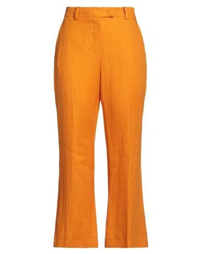 Luisa Spagnoli Woman Pants Orange Size 10 Linen In Yellow