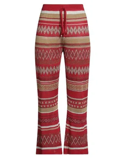 Luisa Spagnoli Woman Pants Red Size M Viscose, Polyester, Linen, Polyamide