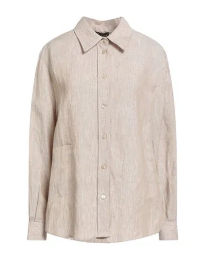 Luisa Spagnoli Woman Shirt Beige Size L Linen In Neutral