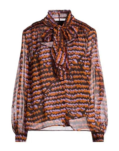 Luisa Spagnoli Woman Shirt Orange Size L Silk In Multi