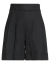 Luisa Spagnoli Woman Shorts & Bermuda Shorts Black Size 12 Cotton, Elastane