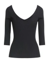 Luisa Spagnoli Woman Sweater Black Size L Viscose, Polyamide In Black