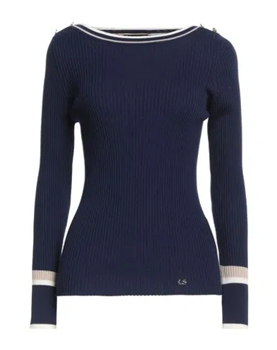 Luisa Spagnoli Woman Sweater Navy Size L Virgin Wool In Blue