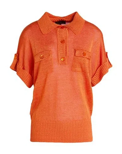 Luisa Spagnoli Woman Sweater Orange Size L Linen, Viscose, Polyamide