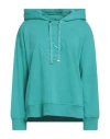 Luisa Spagnoli Woman Sweatshirt Turquoise Size L Cotton, Polyester In Blue