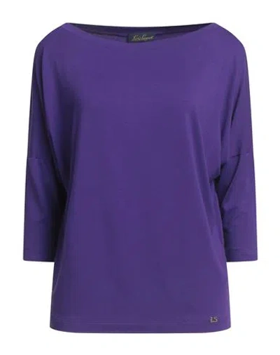Luisa Spagnoli Woman T-shirt Purple Size L Viscose, Elastane