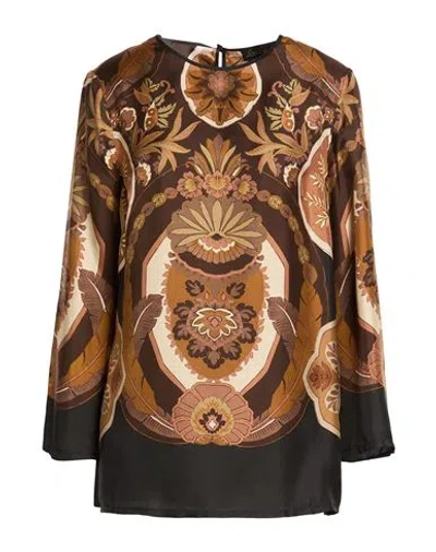 Luisa Spagnoli Woman Top Brown Size M Silk