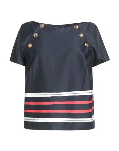Luisa Spagnoli Woman Top Navy Size L Cotton, Elastane In Blue