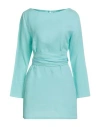 Luisa Spagnoli Woman Top Turquoise Size Xl Linen In Blue