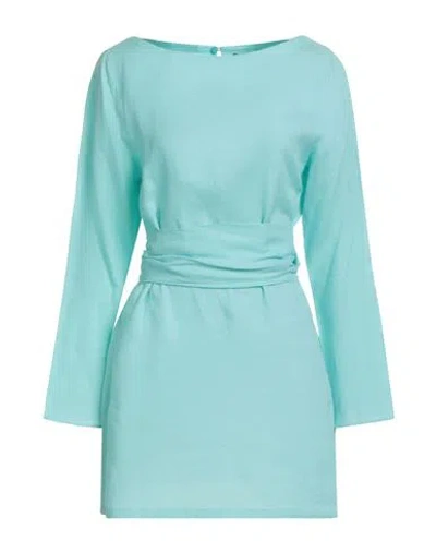 Luisa Spagnoli Woman Top Turquoise Size Xl Linen In Blue