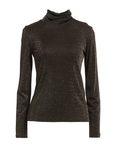 Luisa Spagnoli Woman T-shirt Black Size M Viscose, Polyester, Polyamide In Brown