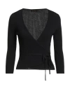 Luisa Spagnoli Woman Wrap Cardigans Black Size L Viscose, Polyamide In Black