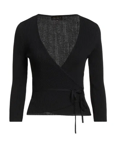 Luisa Spagnoli Woman Wrap Cardigans Black Size L Viscose, Polyamide