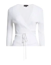 Luisa Spagnoli Woman Wrap Cardigans White Size L Viscose, Polyamide