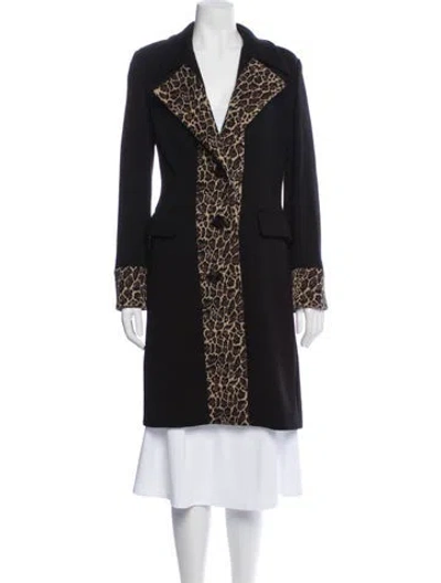 Pre-owned Luisa Spagnoli Wool Animal Print Coat In Black