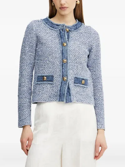 Luisa Spagnoli Wool Blend Cardigan In Blue