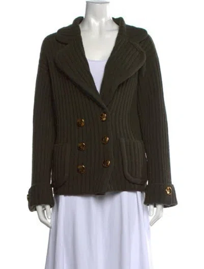 Pre-owned Luisa Spagnoli Wool Open Front Sweater In Green