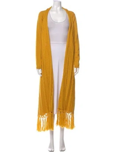 Pre-owned Luisa Spagnoli Wool Open Front Sweater In Yellow