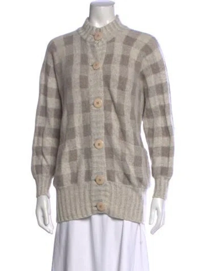 Pre-owned Luisa Spagnoli Wool Plaid Print Sweater In Grey