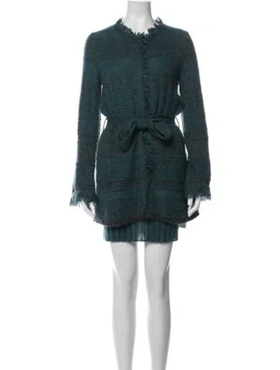 Pre-owned Luisa Spagnoli Wool Striped Skirt Set In Blue