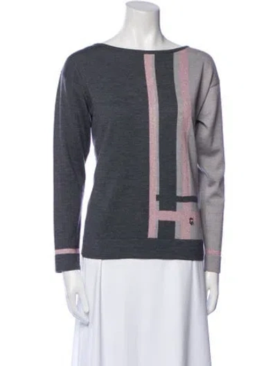 Pre-owned Luisa Spagnoli Wool Striped Sweater In Gray