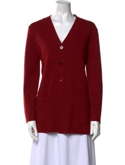 Pre-owned Luisa Spagnoli Wool V-neck Sweater In Red