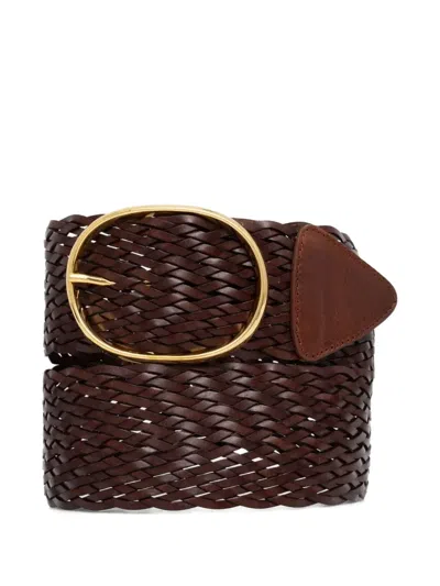 Luisa Spagnoli Woven Leather Belt In Brown