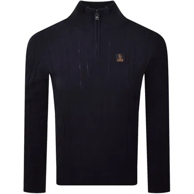 Luke 1977 Merton Funnel Knit Jumper Navy In Blue