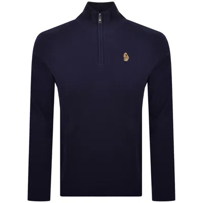 Luke 1977 Pretender Quarter Zip Jumper Navy In Blue