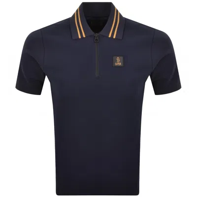 Luke 1977 Throop Zip Polo T Shirt Navy In Blue