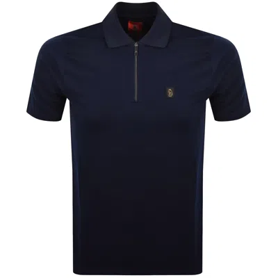 Luke 1977 Turret Zip Polo T Shirt Navy In Blue