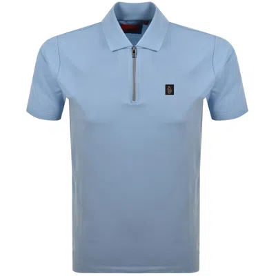 Luke 1977 Turret Zip Polo T Shirt Sky Blue