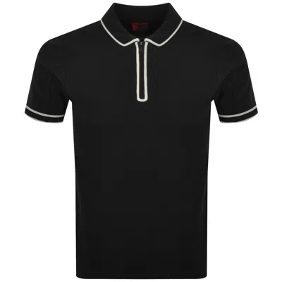 Luke 1977 Vesuvius Waffle Polo T Shirt Black In Red