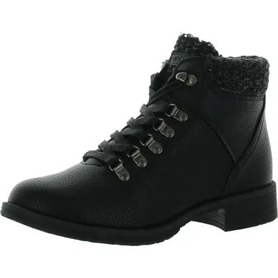 Lukees By Muk Luks Hiker Denali Womens Faux Leather Memory Foam Hiking Boots In Black