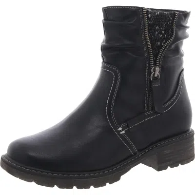 Lukees By Muk Luks Logger Calgar Womens Zipper Faux Leather Ankle Boots In Black