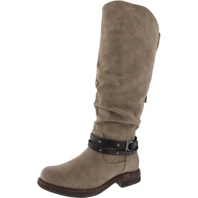 Lukees By Muk Luks Logger Victoria Womens Faux Leather Riding Knee-high Boots In White