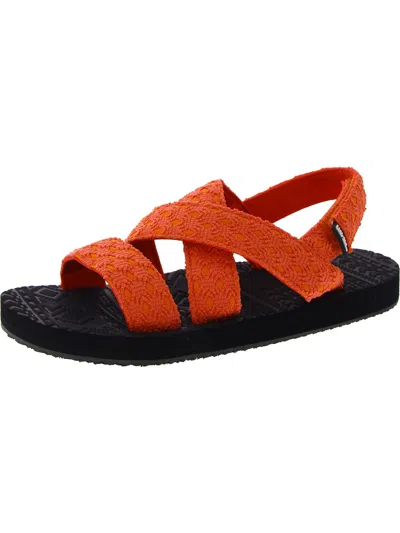 Lukees By Muk Luks Sand Games Womens Solid Slip On Slingback Sandals In Orange