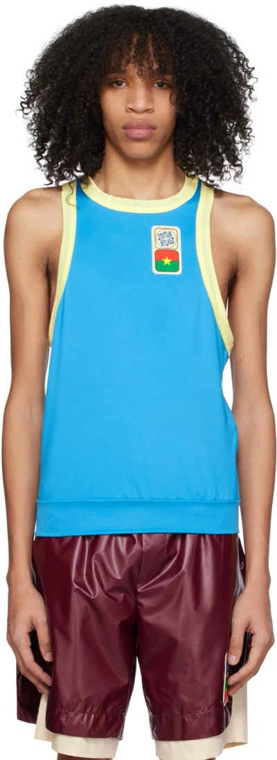 Lukhanyo Mdingi Blue Patch Tank Top