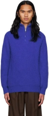 Lukhanyo Mdingi Blue Turtleneck Sweater In Royal Blue Merino