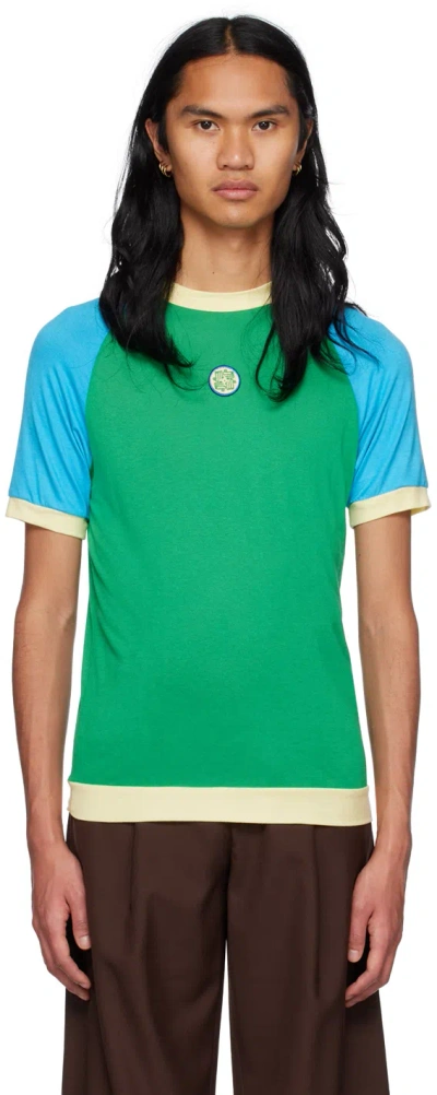 Lukhanyo Mdingi Green Colorblocked T-shirt In Green, Blue, Navy Co
