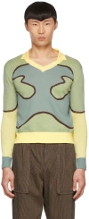 Lukhanyo Mdingi Green Cotton Sweater In Ylw/sage/br