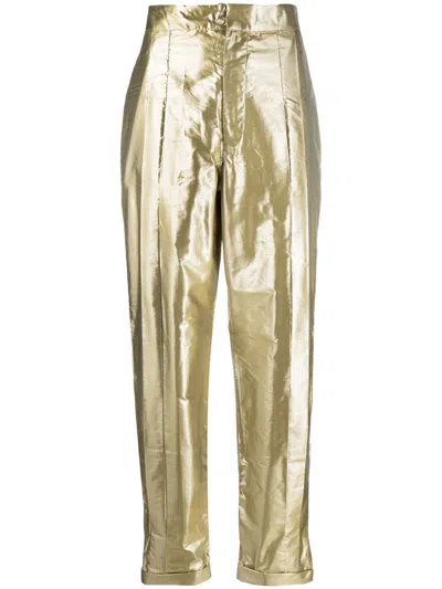 Lukhanyo Mdingi Metallic-effect Silk Trousers In Yellow