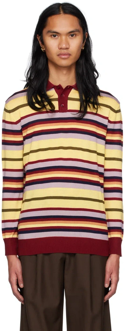 Lukhanyo Mdingi Multicolor Striped Polo In Multi Merino Wool