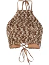 Lukhanyo Mdingi Textured-knit Laced Halter Top In Braun