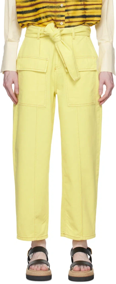 Lukhanyo Mdingi Yellow Belted Cargo Pants In Elfin Yellow
