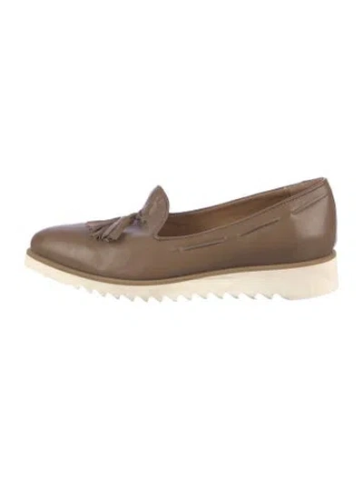 Pre-owned Lukure Leather Tassel Accents Loafers In Brown