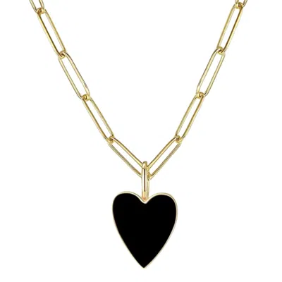 Lula-ru Women's Black / Gold Happy Heart Necklace - Black & Gold In Multi