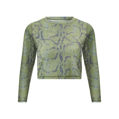 Lula-ru Women's Green Long Sleeve Top - Olive Snake