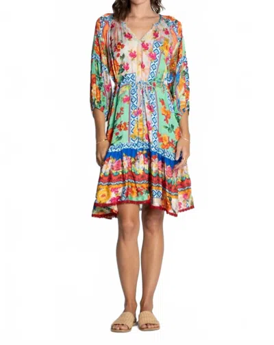 Lula Soul Carlisle Three Qusrter Sleeve Mini Dress In Multi
