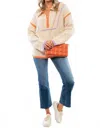 Lula The Label Quarterback Keeper Contrast Quarter Zip Sweater In Orange And Purple
